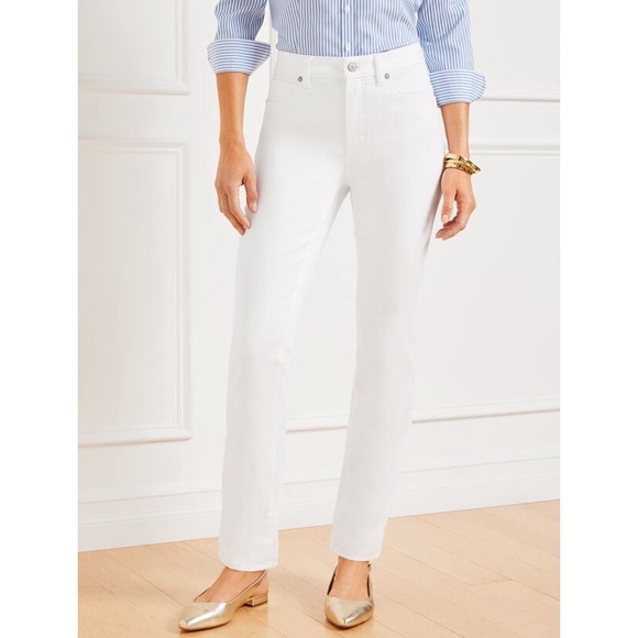 Talbots Straight Leg Jean White Full Length High Waisted Pants Women’s Size 8P - Picture 1 of 9
